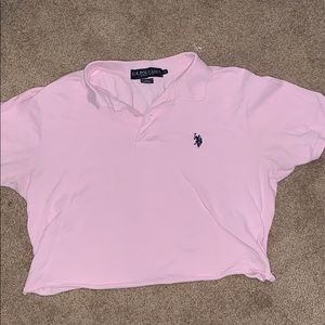 baby pink cropped polo shirt